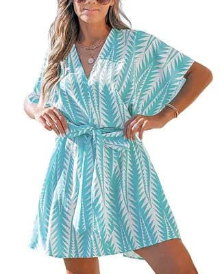 Belted Geo Print Mini Dress — image 1 of 1