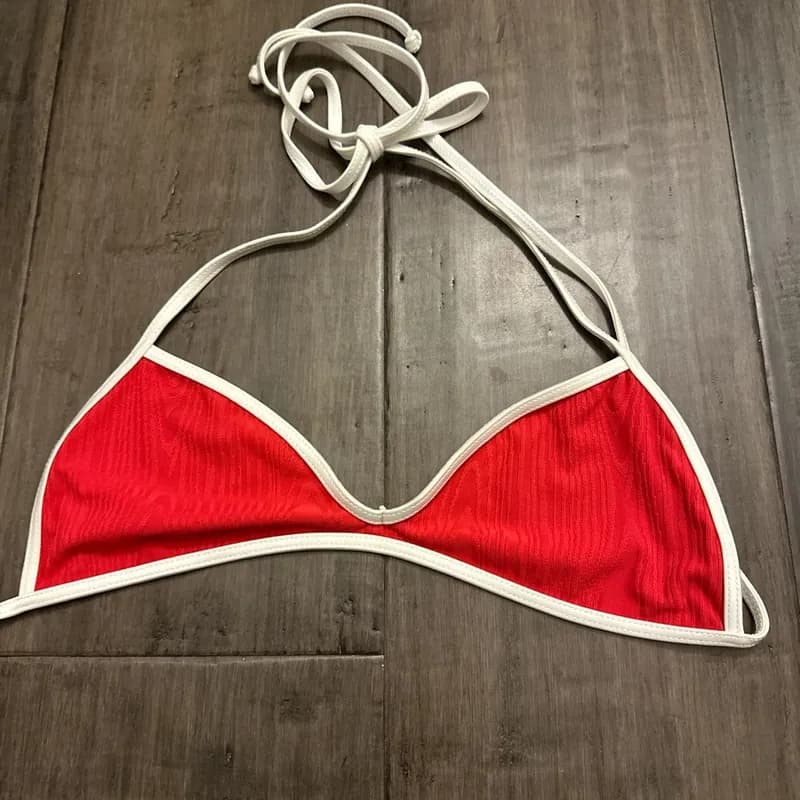 Boardwalk Textured String Bikini Top - Flame — image 1 of 1