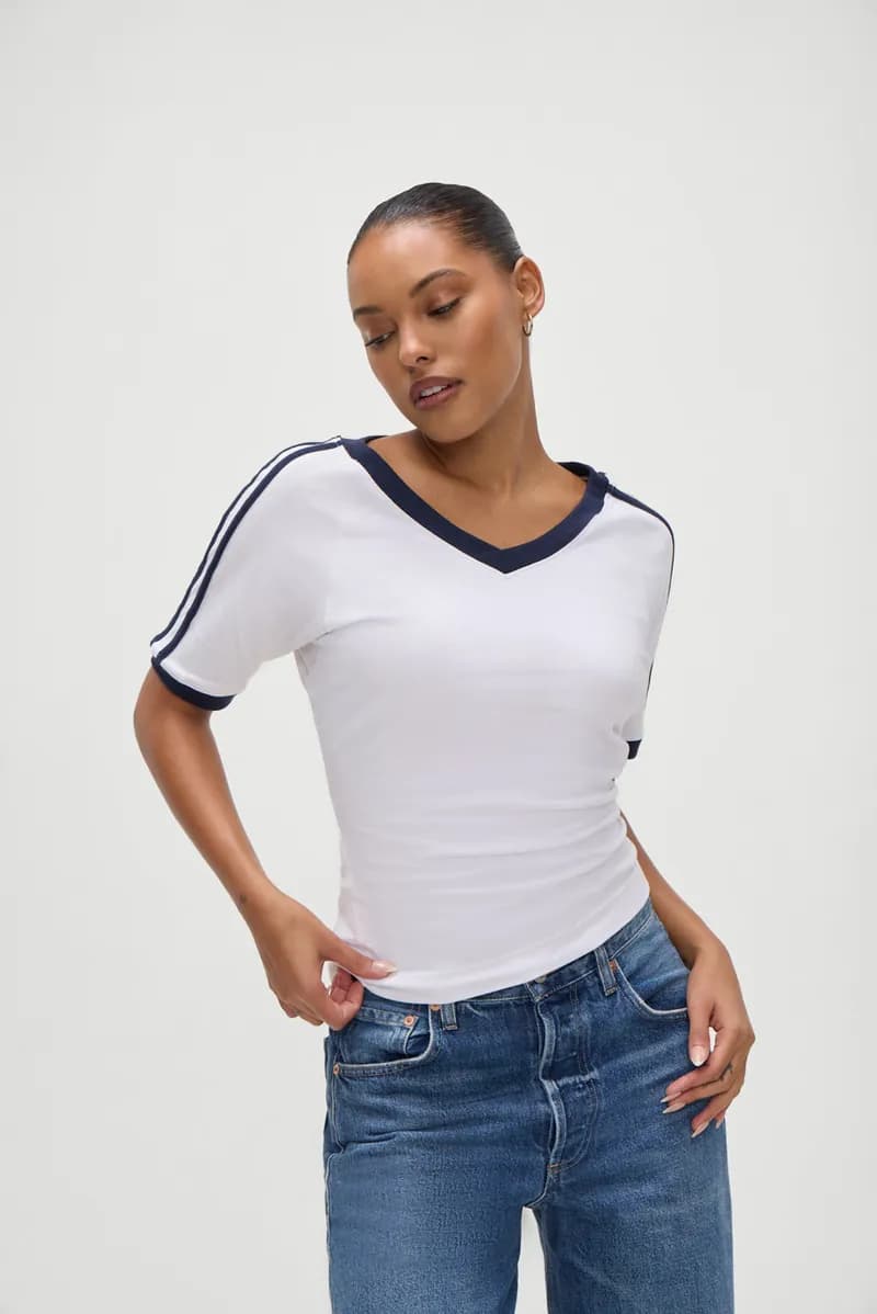 Bodega V Neck Shirt - White — image 1 of 1