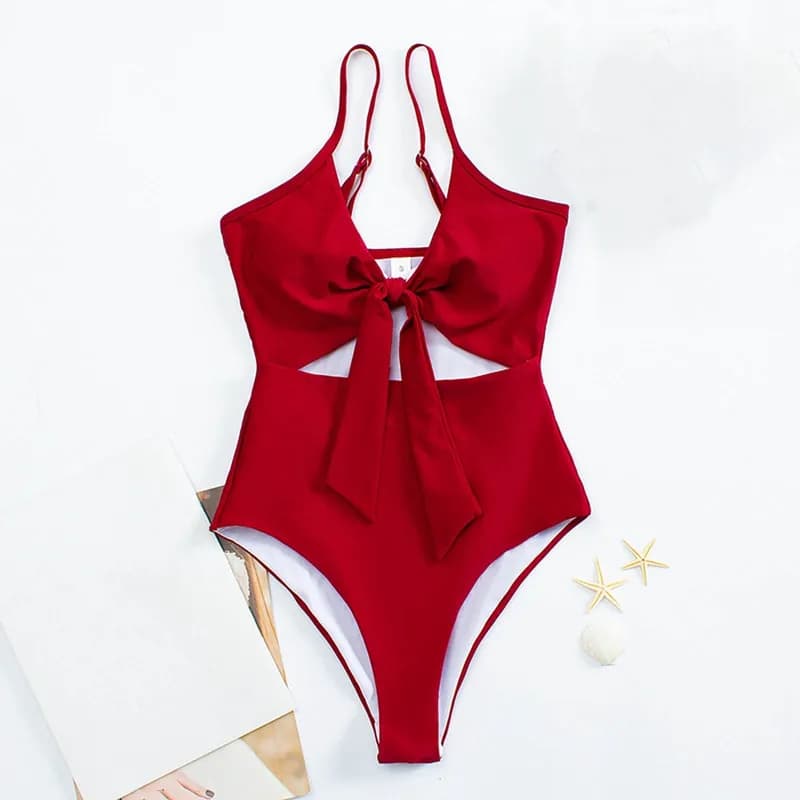Cutout Tie Front One Piece Swimsuit — image 1 of 1
