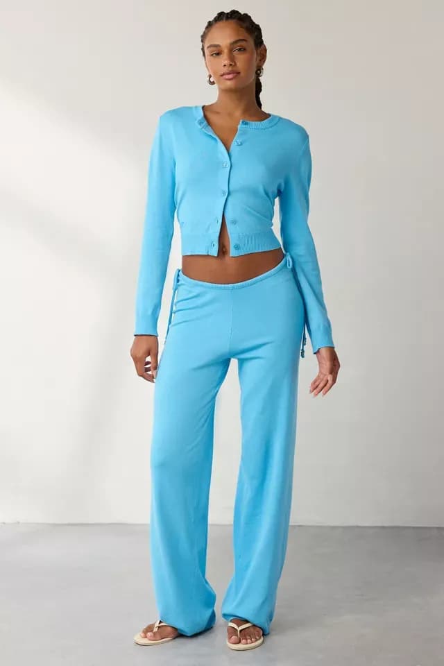 Breeze Low Rise Knit Pants - Blue Vanilla — image 1 of 1