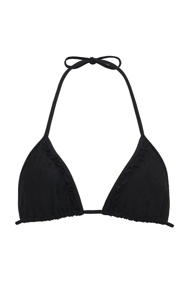 Camilla Eyelet Triangle Bikini Top - Black — image 1 of 1