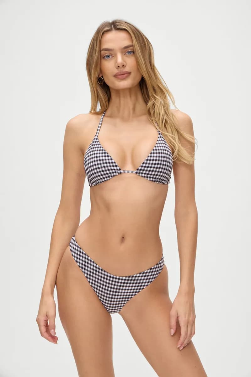Catalina Full Coverage Bikini Bottom - Blackberry Gingham — image 1 of 1