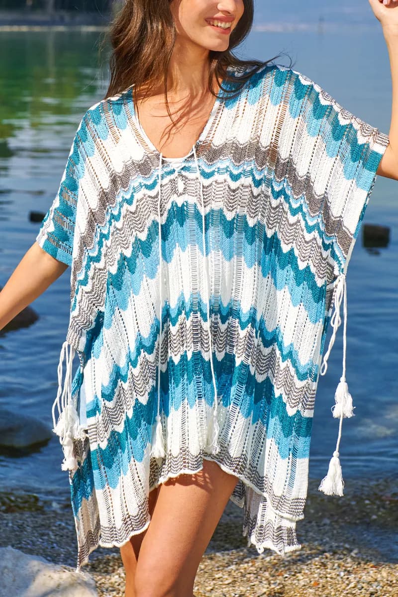 Chevron Colorblock Crochet Cover-Up