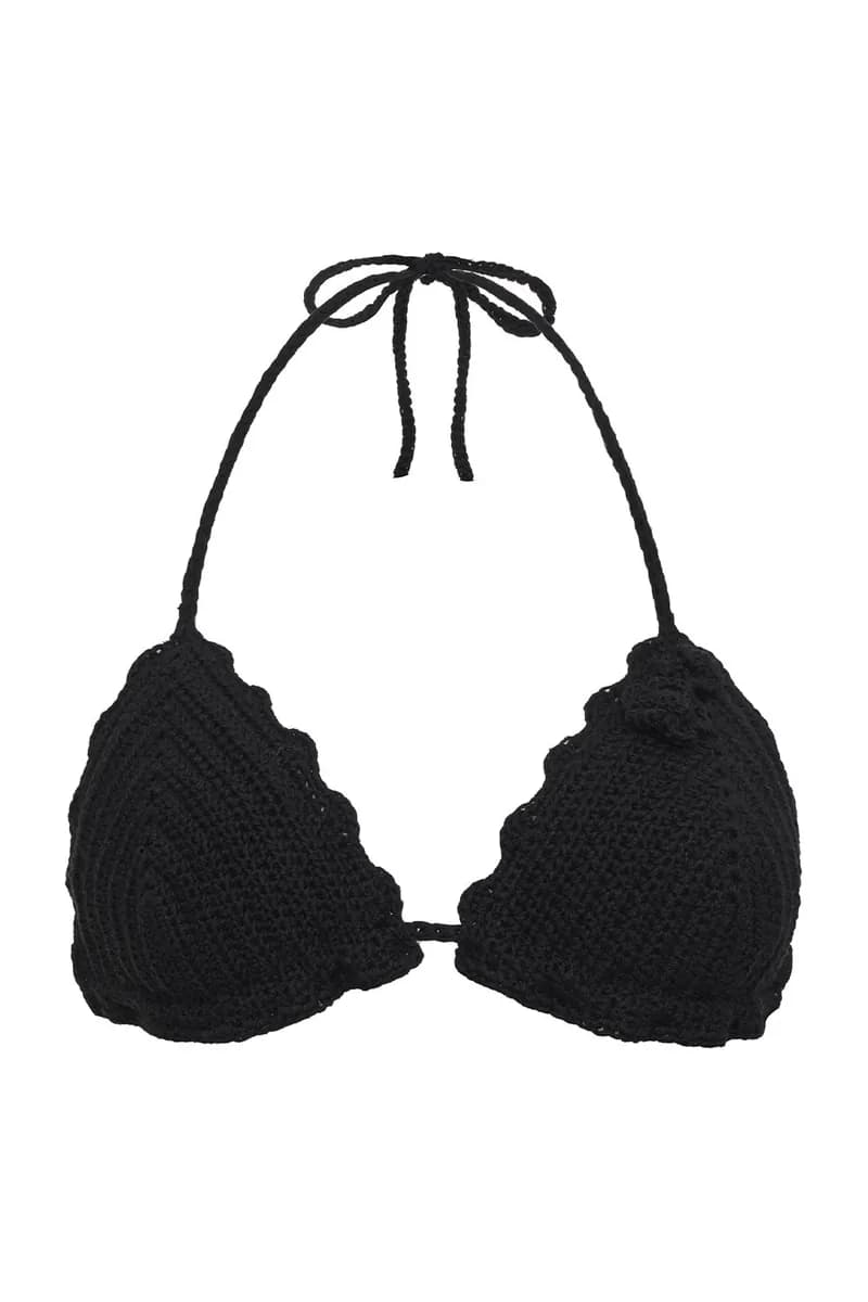 Chloe Triangle Crochet Bikini Top - Black — image 1 of 1