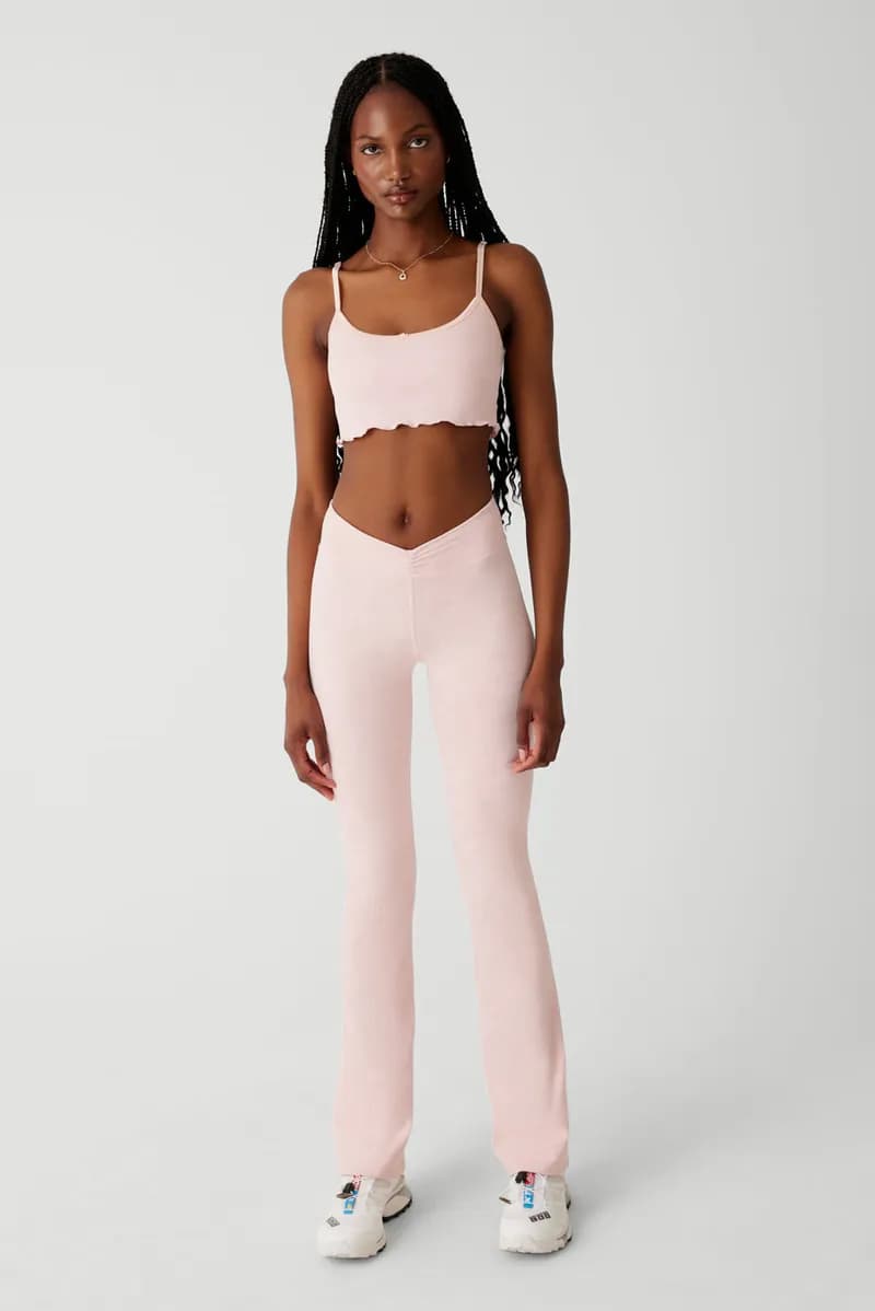 Clementine Low Waist Flare Legging - Pink Petals — image 1 of 1
