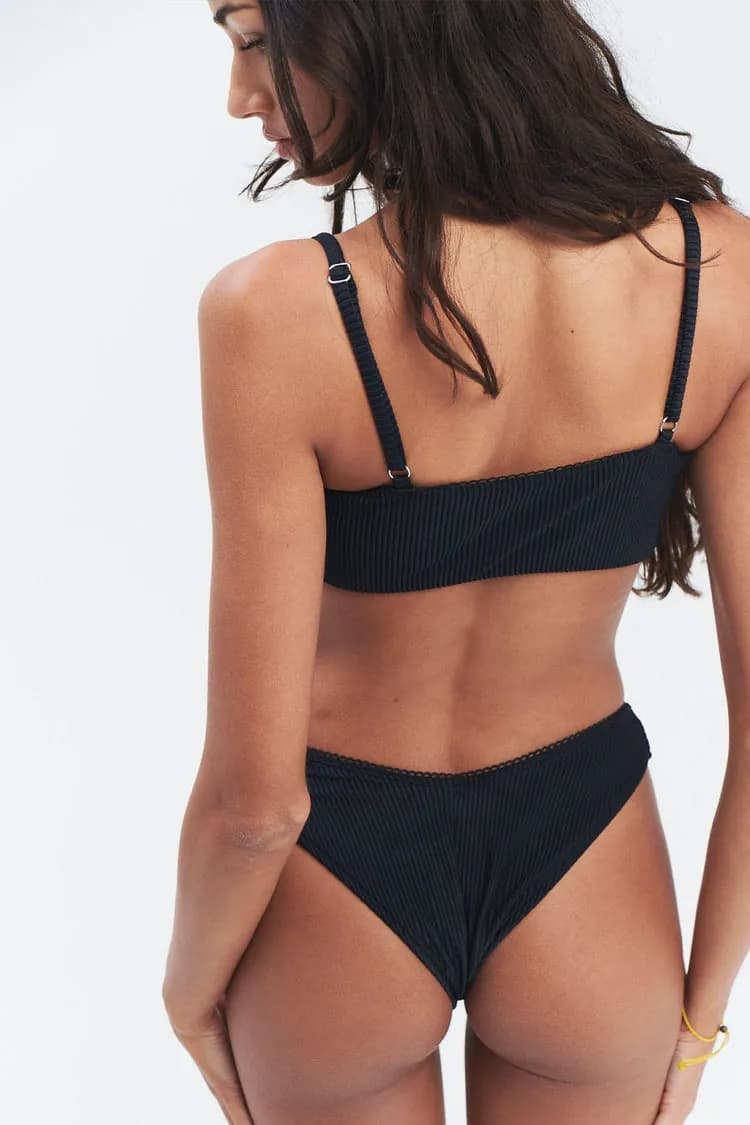 Cleo Ribbed Bralette Bikini Top - Midnight — image 1 of 1