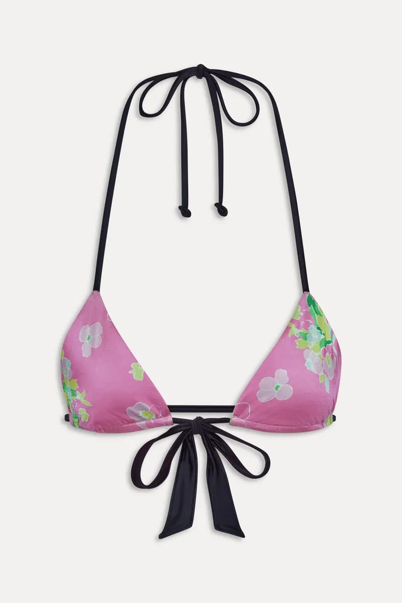 Coastal Micro Triangle Bikini Top - Midnight Blossom — image 1 of 1