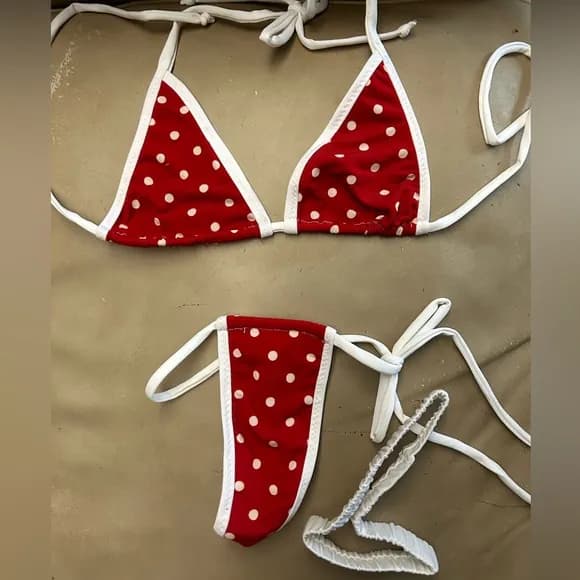 Coastal Micro Triangle Bikini Top - Red Polka Dot — image 1 of 1