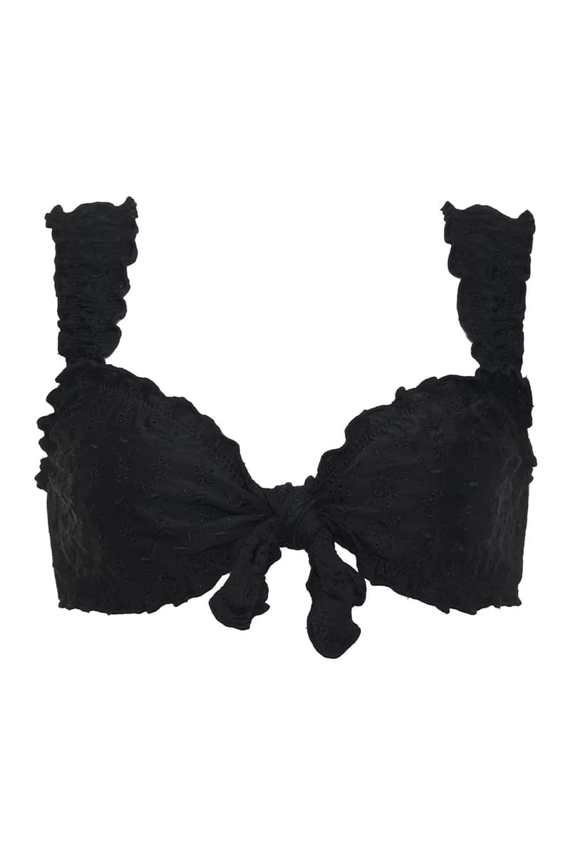 Colby Eyelet Ruffle Bikini Top - Black — image 1 of 1