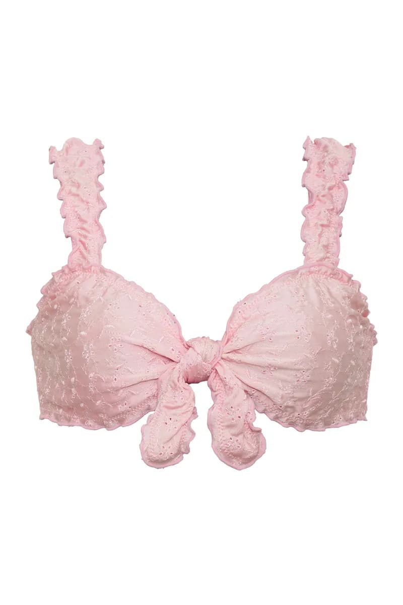 Colby Eyelet Shine Bikini Top - Cherry Blossom — image 1 of 1
