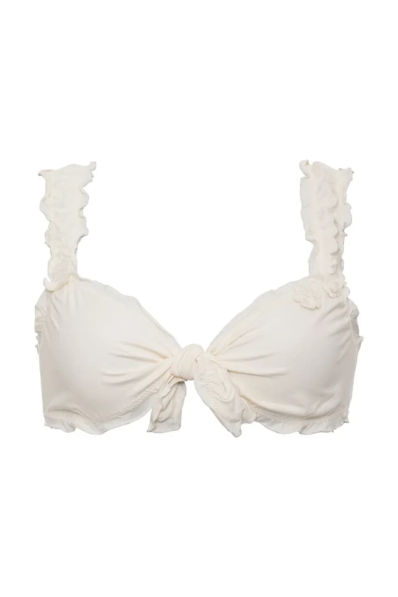 Colby Tie Front Ruffle Bikini Top - Sunrose — image 1 of 1