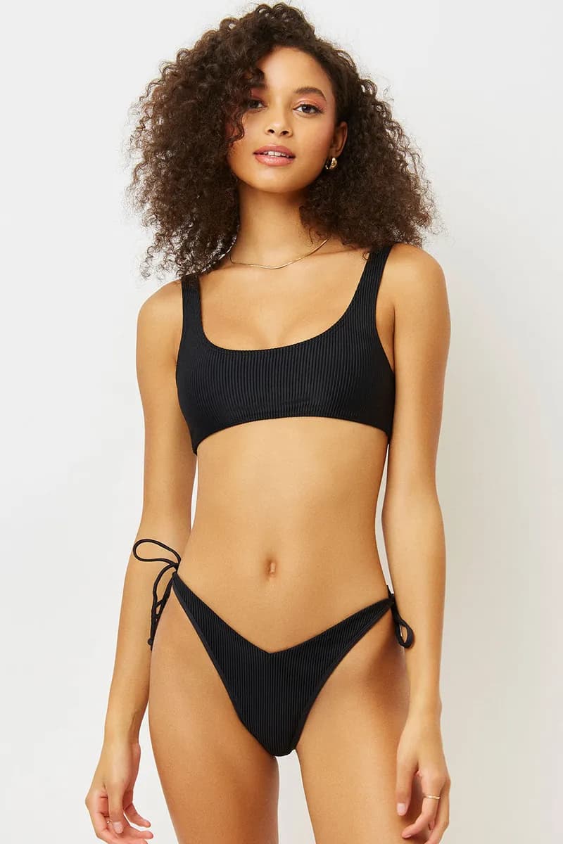 Connor Ribbed Scoop Bikini Top - Black — image 1 of 1