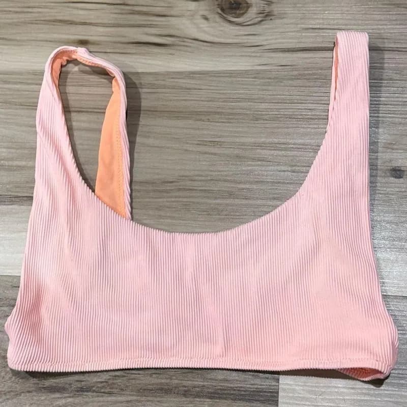 Connor Ribbed Scoop Bikini Top - Flamingo — image 1 of 1