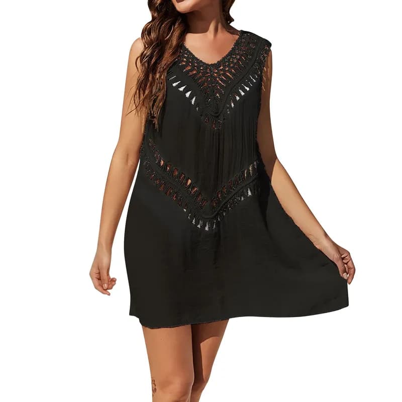 Crochet Lace Up Cover-Up Dress — image 1 of 1