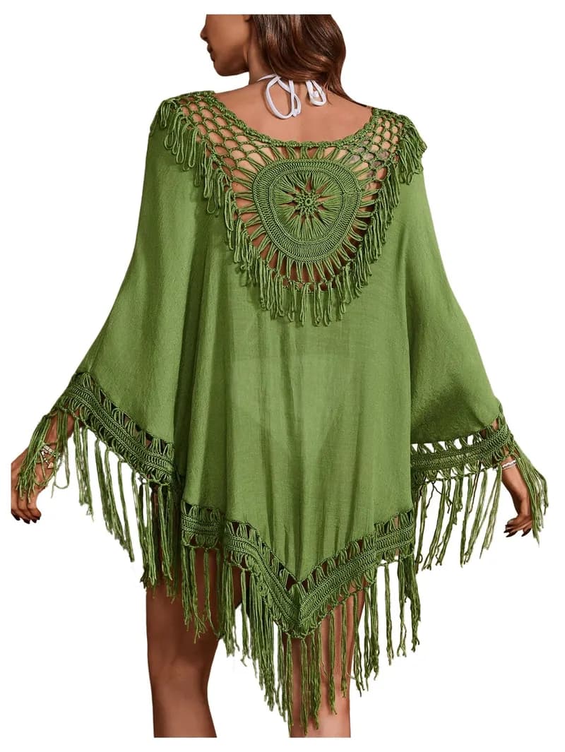 Crochet Tassel Cover-Up Kimono — image 1 of 1
