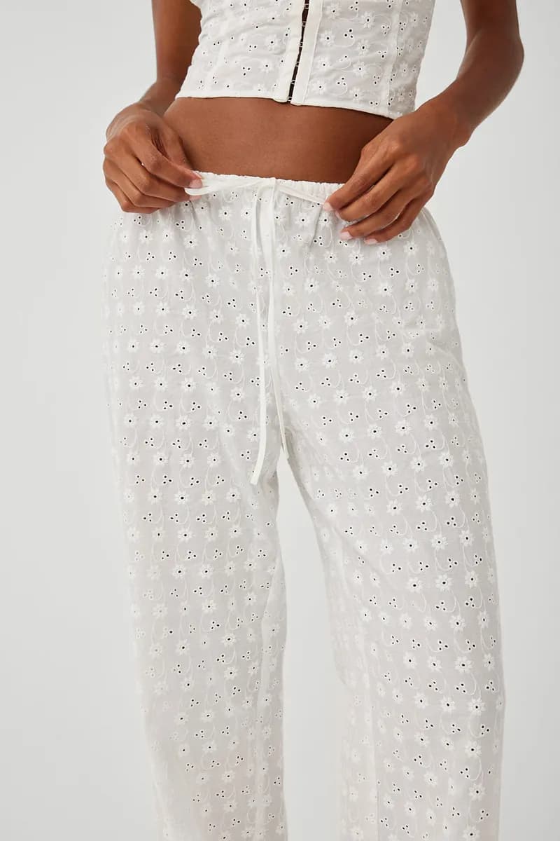 Daisy Eyelet Low Rise Pant - White — image 1 of 1