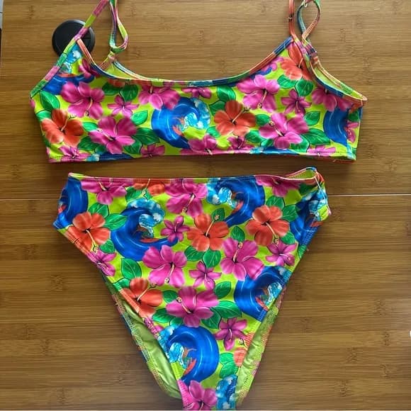 Dallas Floral Bralette Bikini Top - Neon Surfer — image 1 of 1