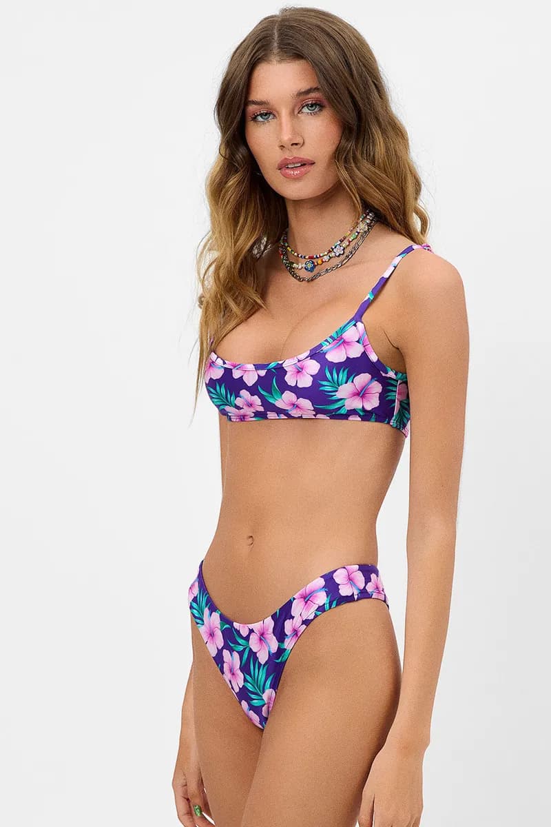 Dallas Shine Bralette Bikini Top - Purple Hibiscus — image 1 of 1