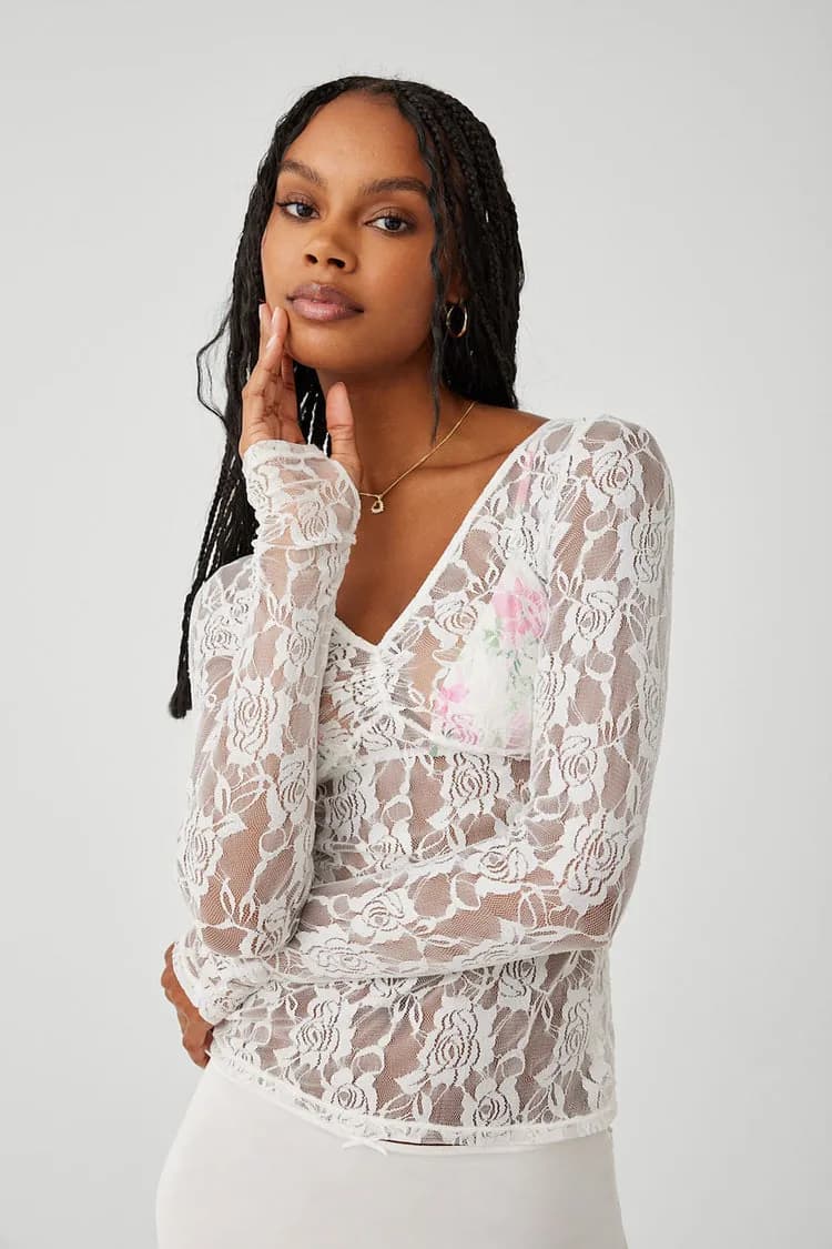 Day Lace Long Sleeve Shirt - White — image 1 of 1