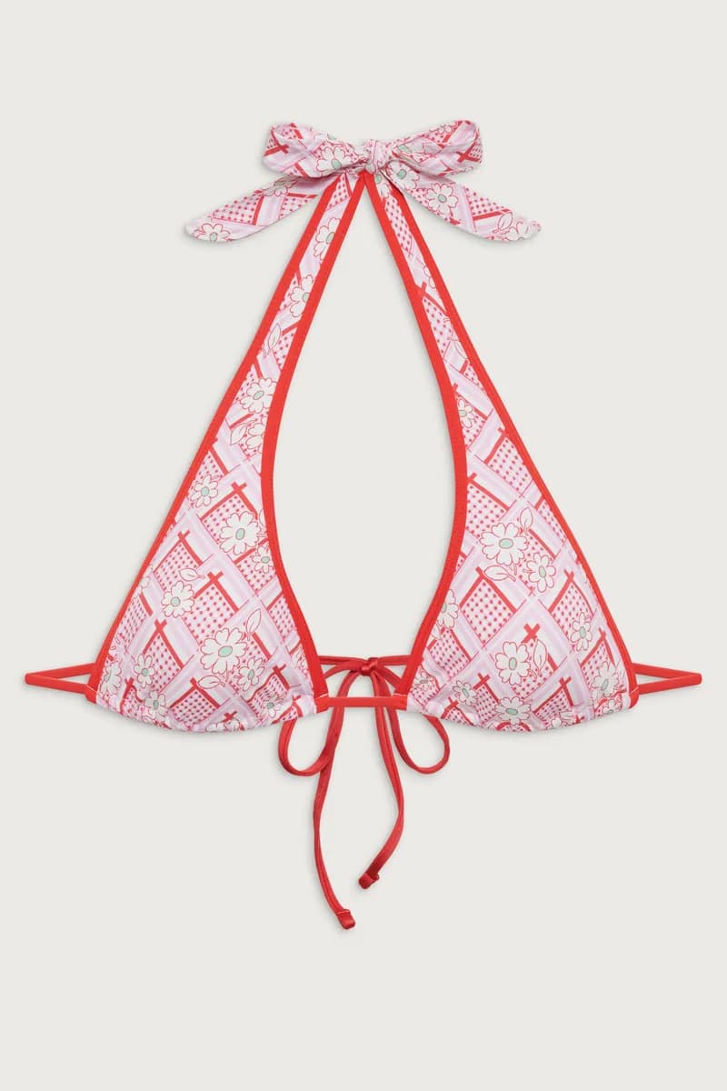 Diana Halter Floral Bikini Top - Red Rover — image 1 of 1