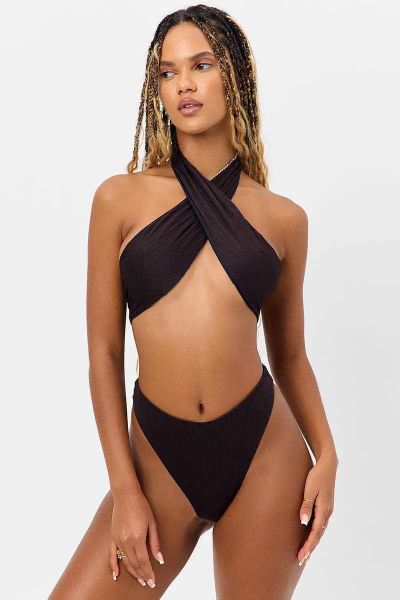 Dorothy Plissé Halter One Piece Swimsuit - Black — image 1 of 1