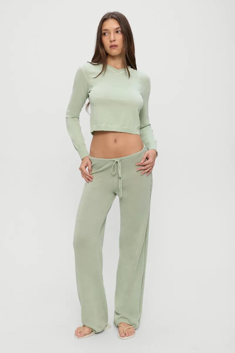 Ela Low Rise Knit Pants - Eucalyptus — image 1 of 1