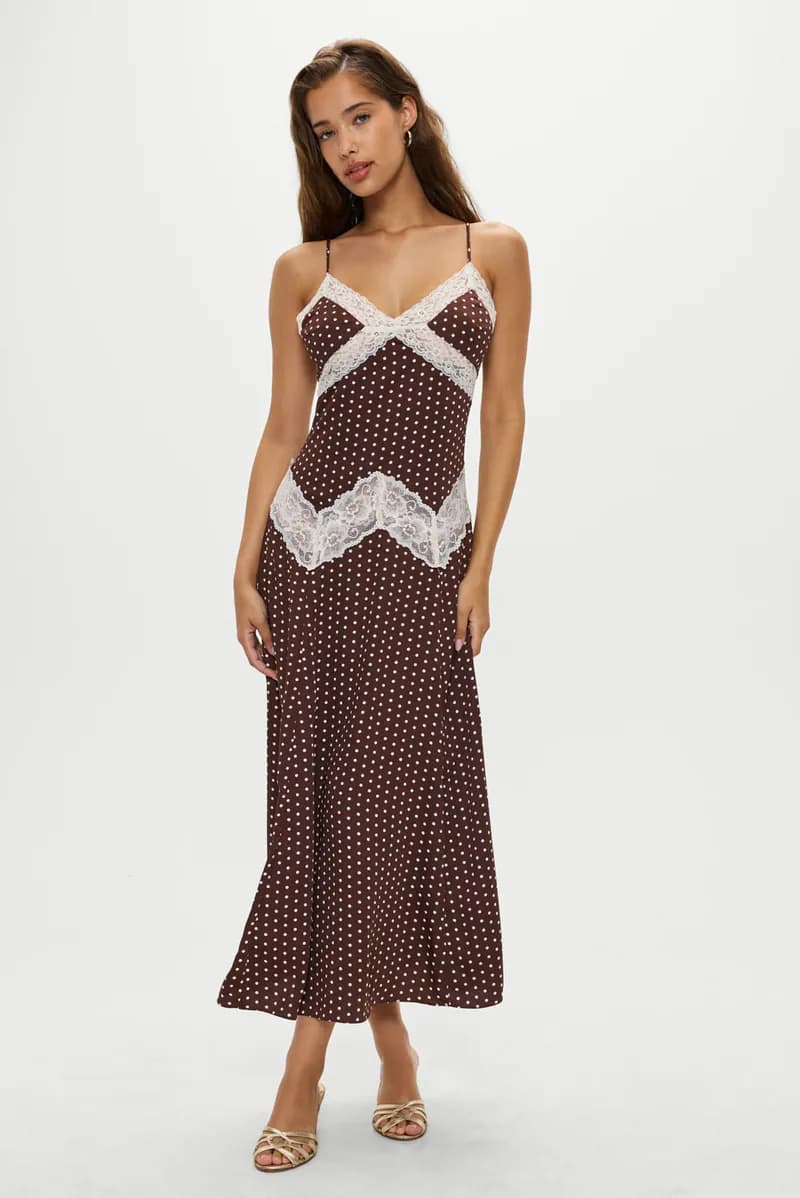 Ethereal Lace Maxi Dress - Chocolate Dot — image 1 of 1