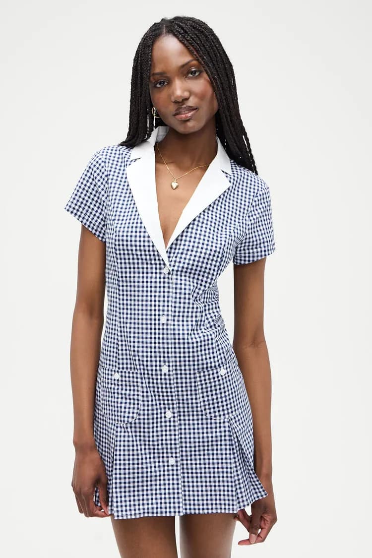 Garden Gingham Mini Dress - Seaside Gingham — image 1 of 1