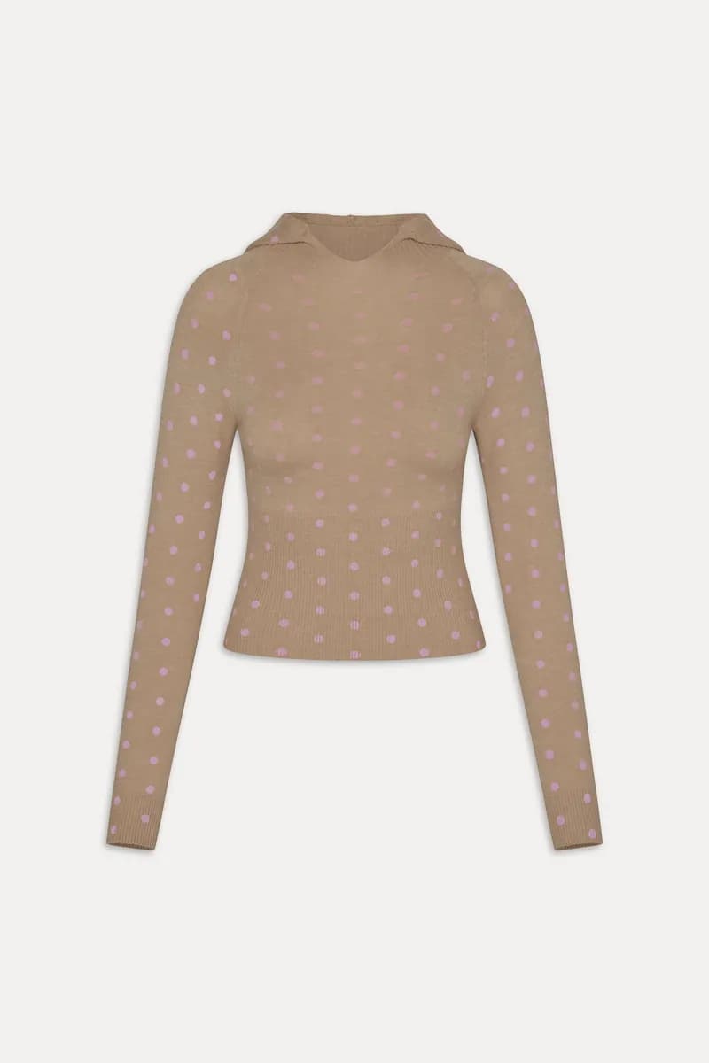 Hazel Knit Hoodie - Pink Ornaments — image 1 of 1