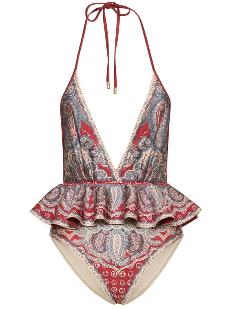 Kyle Ruffle Halter One Piece Swimsuit - Plum — image 1 of 1
