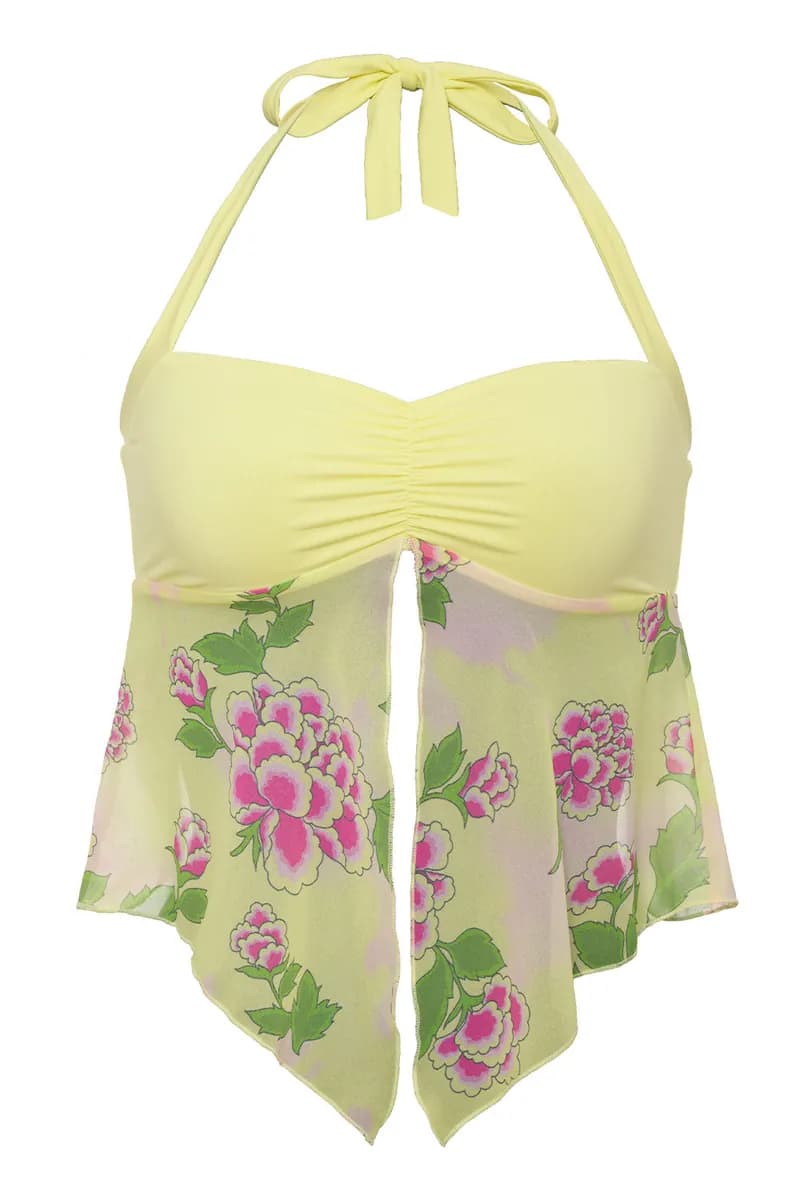 Luna Floral Halter Top - Mojito — image 1 of 1
