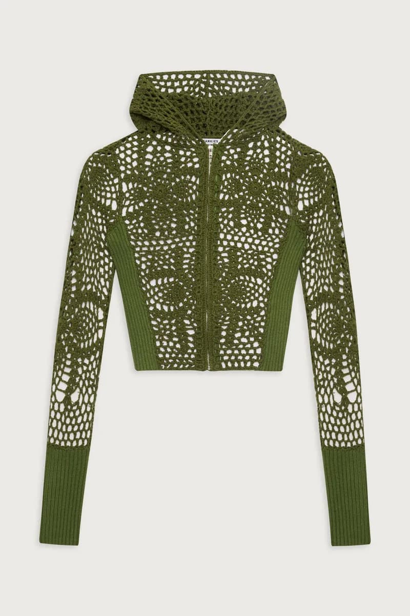 Lyla Crochet Zip Up Hoodie - Sea Moss — image 1 of 1