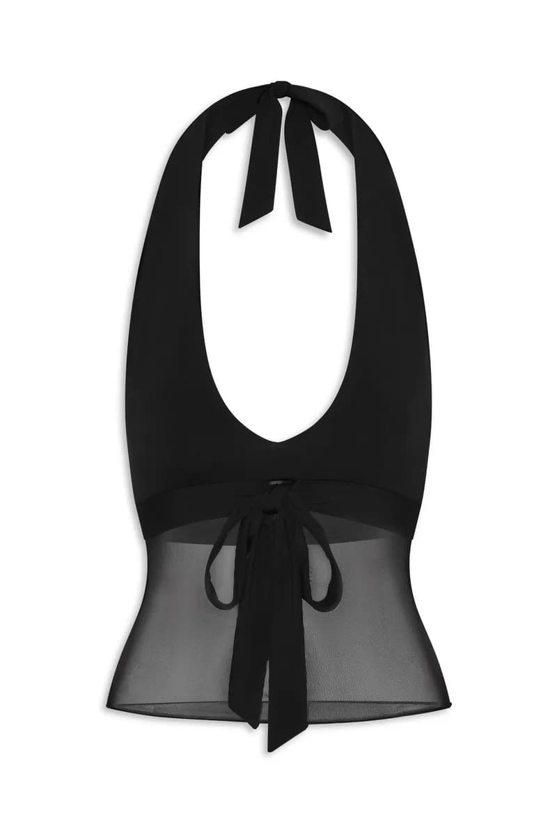 May Mesh Knit Halter Top - Black — image 1 of 1