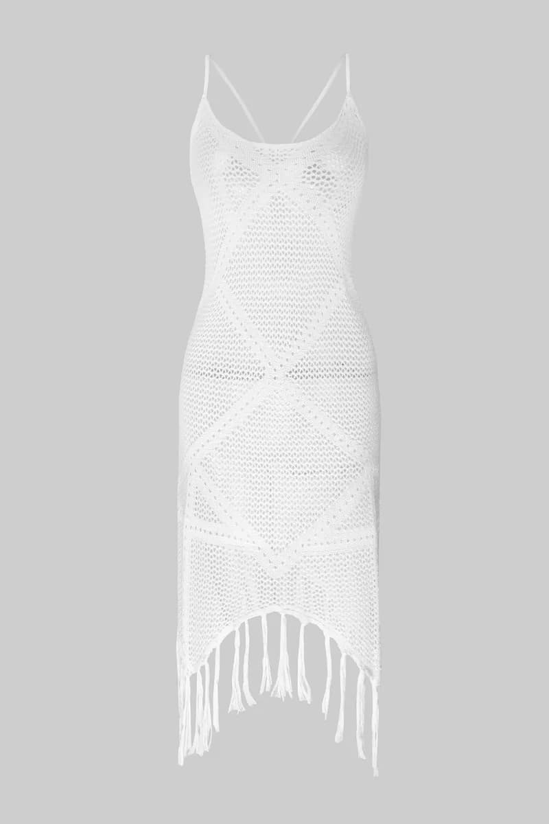 Opal Sheer Crochet Fringe Cover-Up Dress — image 1 of 1