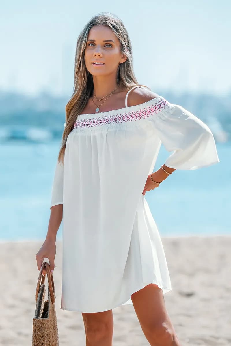 Stitching Off-the-Shoulder Cover-Up Dress — image 1 of 1