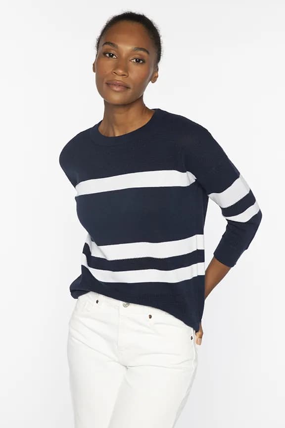 The Coziest Cashmere Blend Striped Crew - Main — image 1 of 1