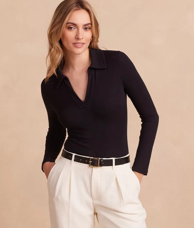 The Essential Long Sleeve Collared Bodysuit - Main — image 1 of 1