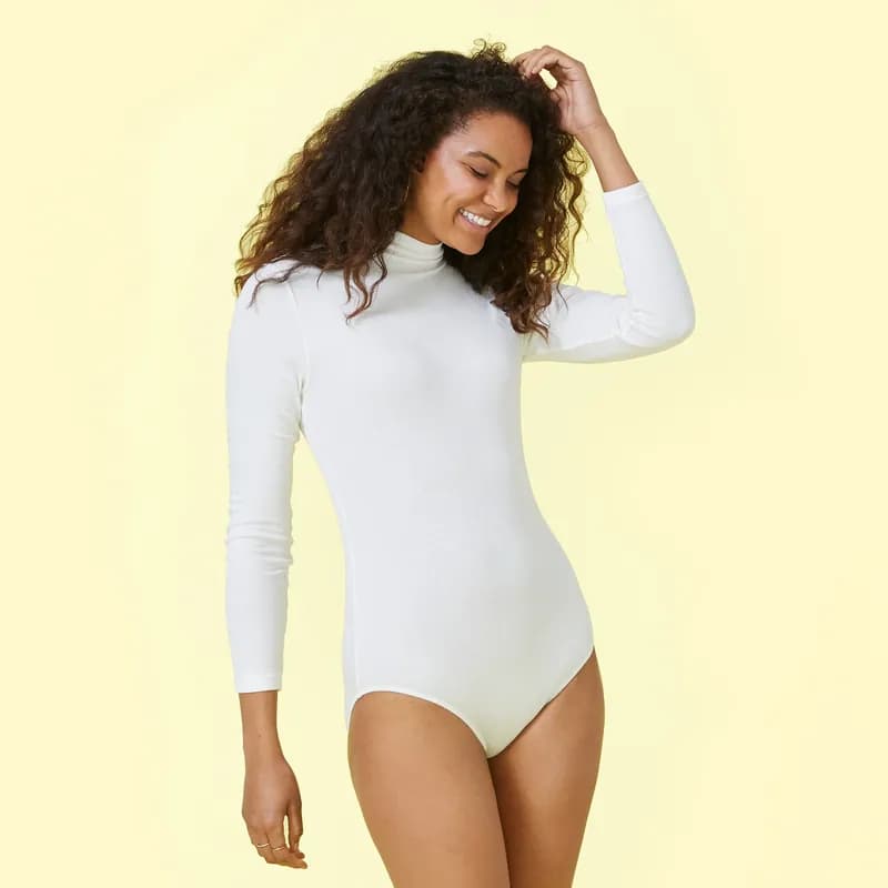 The Extra Soft Long Sleeve Day to Night Bodysuit - White Sand — image 1 of 1