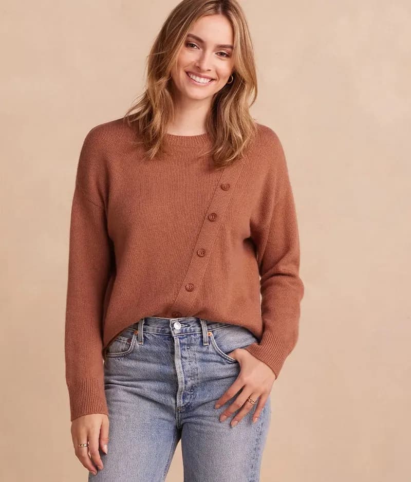 The Luxe Cashmere Blend Button Crewneck - Main — image 1 of 1
