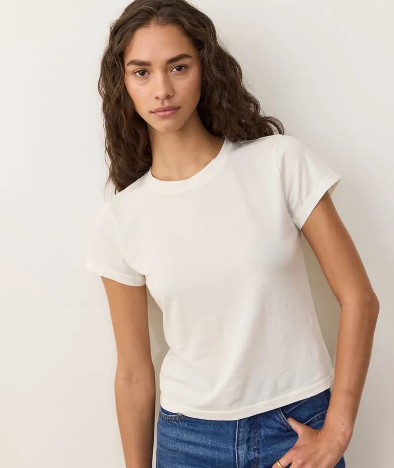 The Luxe Pima Breezy Tee - White Sand — image 1 of 1
