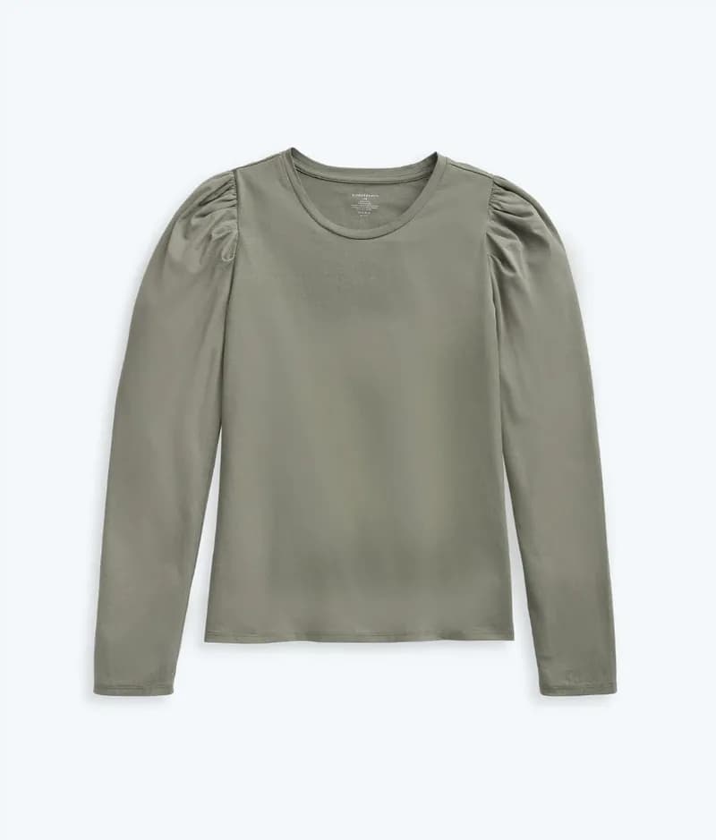 The Luxe Pima Long-Sleeve Statement Tee - Agave — image 1 of 1