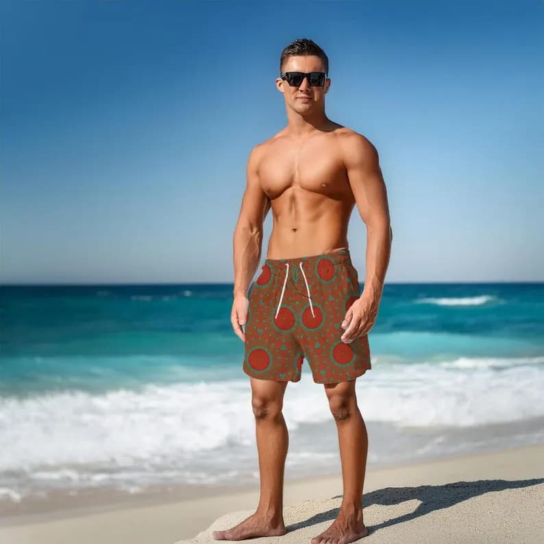 The Men's Swim Short - Hyacinth in Sunburst & Teal