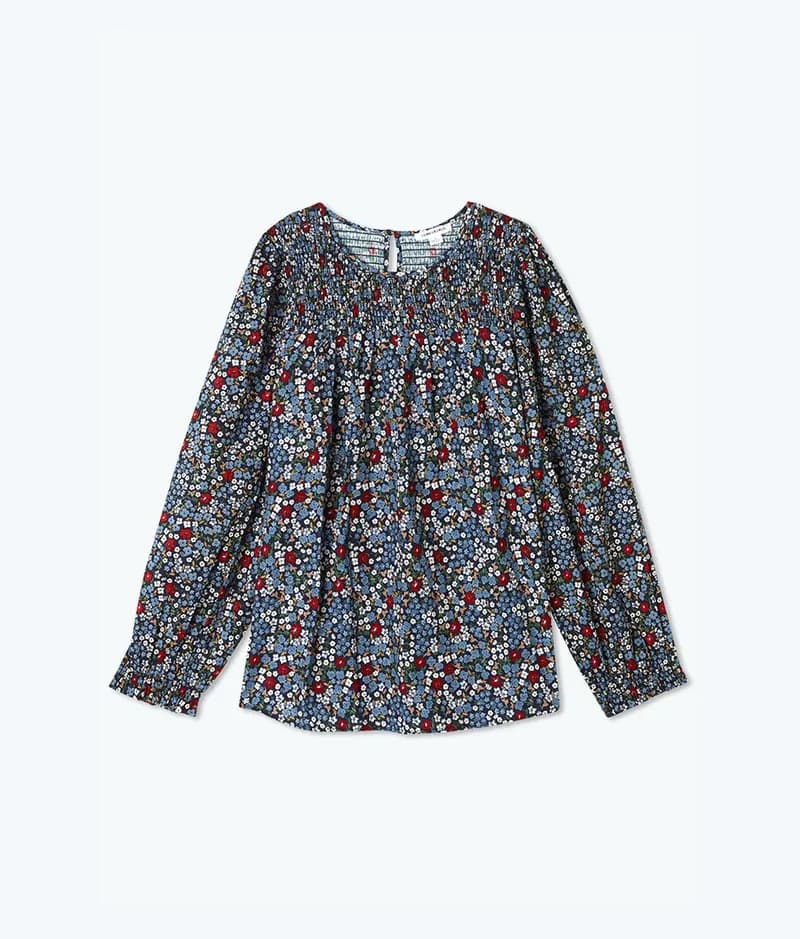 The Perfect Smocked Cotton Top - Outbloom in Midnight — image 1 of 1