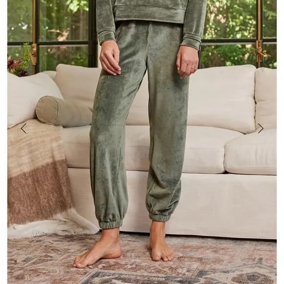 The Plush Velour Jogger - Olive — image 1 of 1