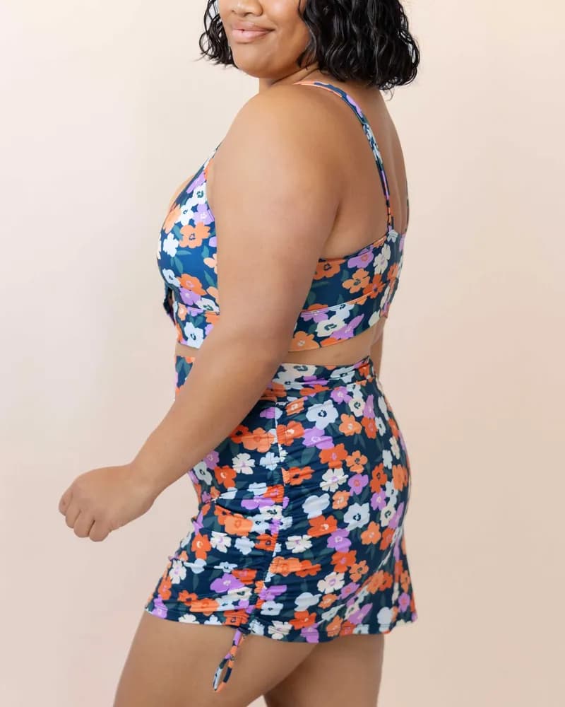 The Ruched Swim Skirt - Bouquet Carnival
