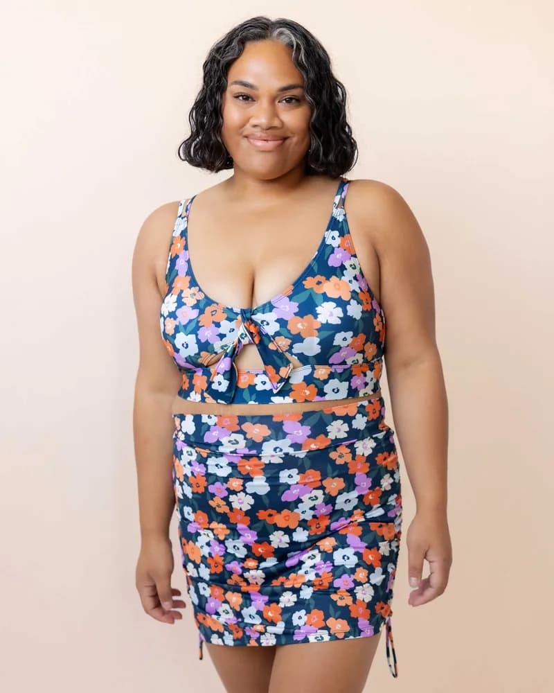 The Ruched Swim Skirt - Bow Bouquet
