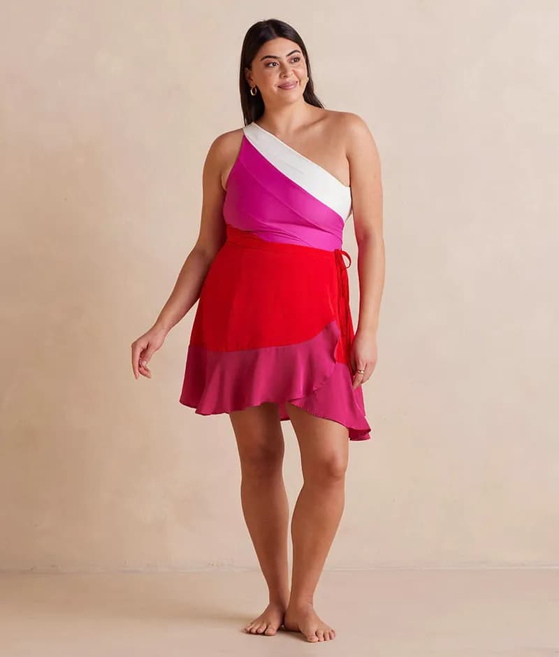 The Short Beach to Brunch Wrap Skirt - Lava & Hibiscus — image 1 of 1