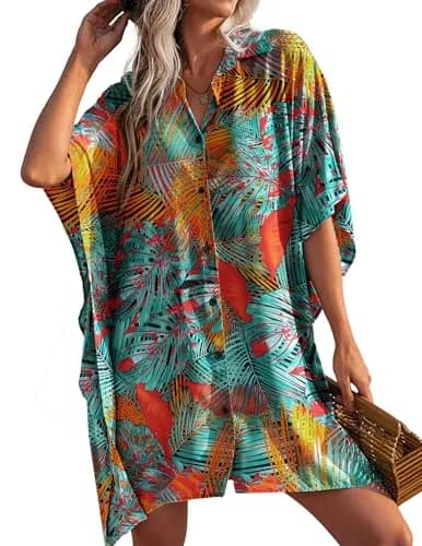 Tropical Print Buttoned Cover-Up Shirt — image 1 of 1