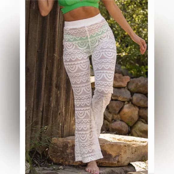 Pearl Lace Cover-Up Flare Pants — image 1 of 1